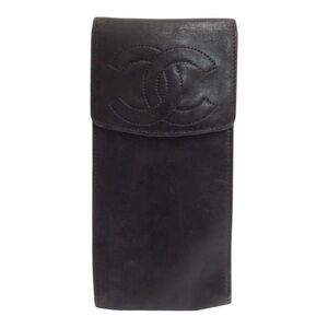 Vintage Chanel Black Lambskin Leather CC Eyeglass Sunglasses Case